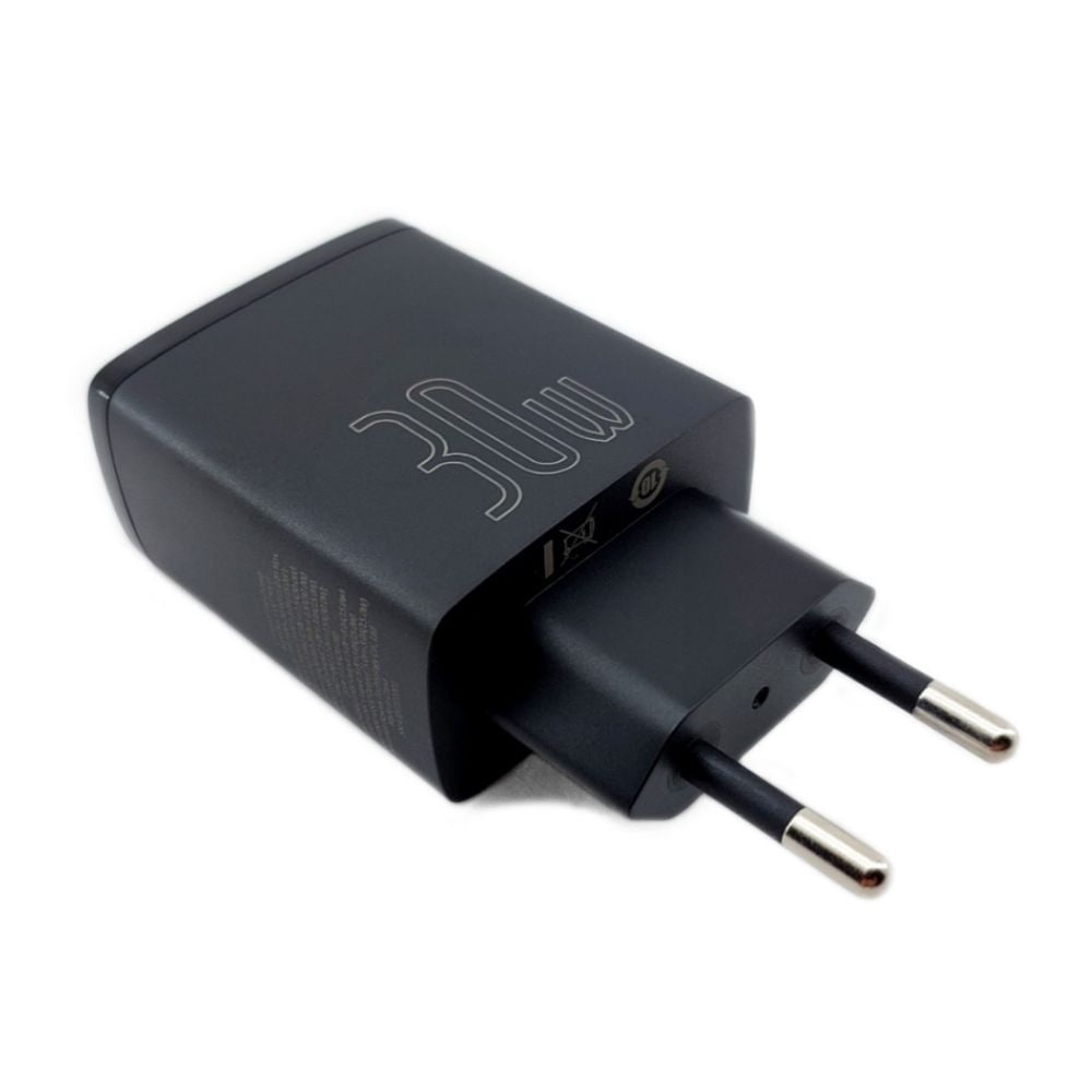 Carregador USB C 30W BASEUS 2U+C Preto CCXJ070001