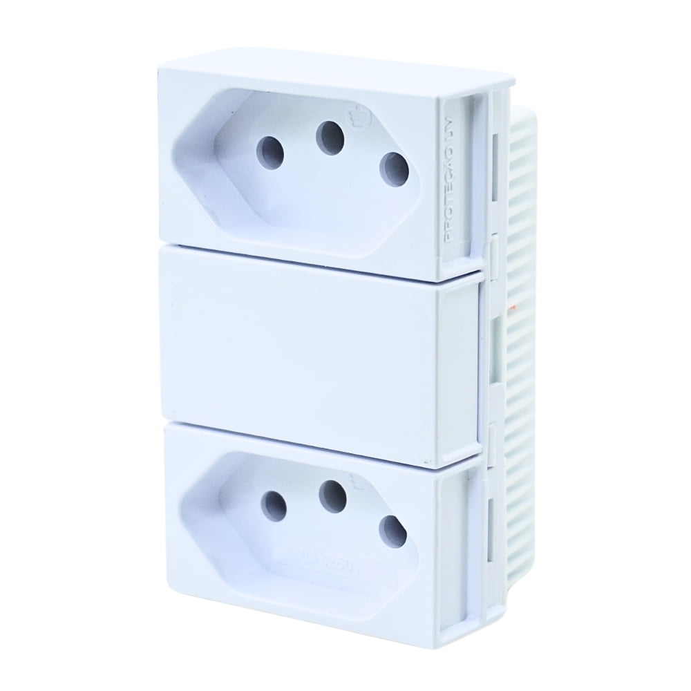 Tomada Dupla 10A 250V Monobloco Separadas Ilumi Slim 86120