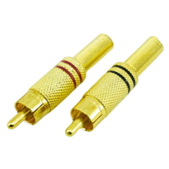 Conector RCA Macho 4mm Plug Metálico Gold (Par)