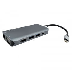 Hub USB C 10 em 1 HDMI - VGA - RJ45- USB