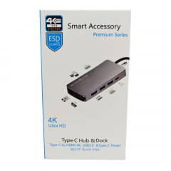 Hub USB C 10 em 1 HDMI - VGA - RJ45 - USB