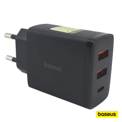 Carregador USB C 30W BASEUS 2U+C Preto CCXJ070001