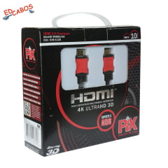 Cabo HDMI 2.0 10 Metros 4K Ultra HD Com Filtro 19 Pinos @60Hz PIX