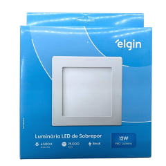 Plafon Quadrado Sobrepor 12W LED Branco Frio Elgin