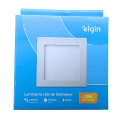 Plafon Quadrado Sobrepor 12W LED Branco Quente Elgin