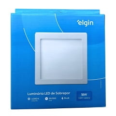 Plafon Quadrado Sobrepor 18W LED Branco Frio Elgin