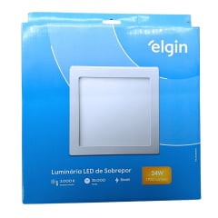 Plafon Quadrado Sobrepor 24W LED Branco Quente Elgin