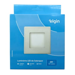 Plafon Quadrado Sobrepor 6W LED Branco Frio Elgin